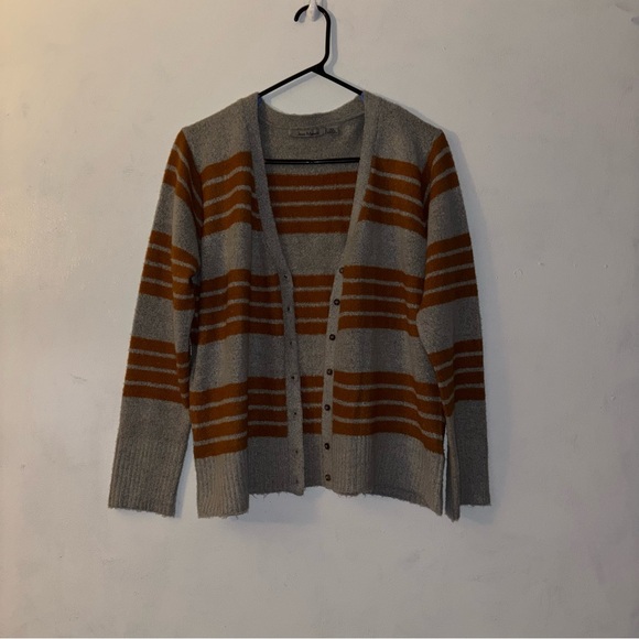 jason maxwell Sweaters - Jason Maxwell Gray and Brown Striped Cardigan women’s XL